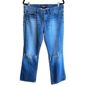 Lucky Brand Sweet and‎ Low Jeans Distressed Straight Leg Mid Rise Size 12/31